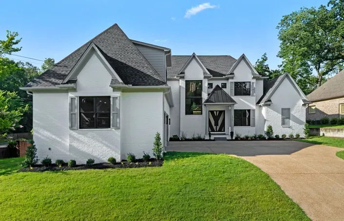 A finished home with an addition, seen from outside