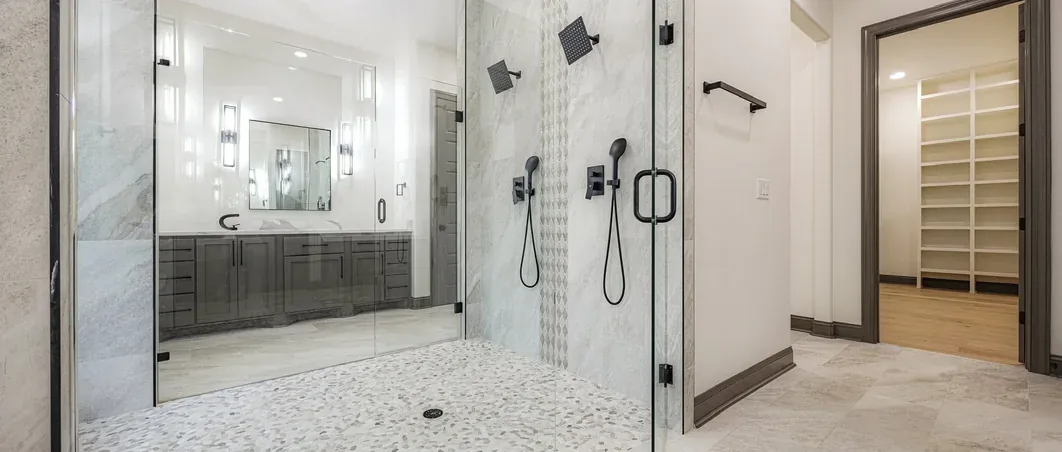 A finished primary bathroom